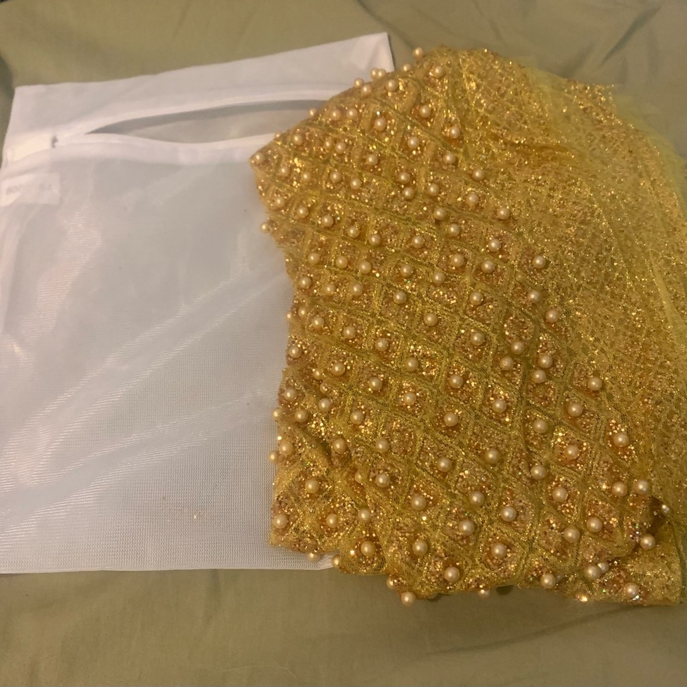 Asian Gold Beaded and lace satchel